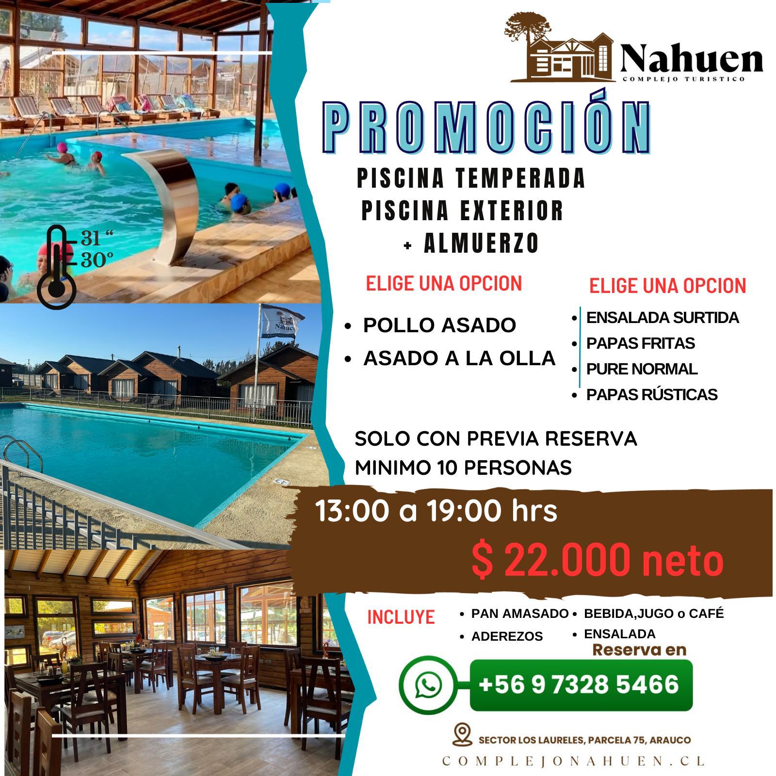 Piscinas + Almuerzo (Minimo 10 personas)